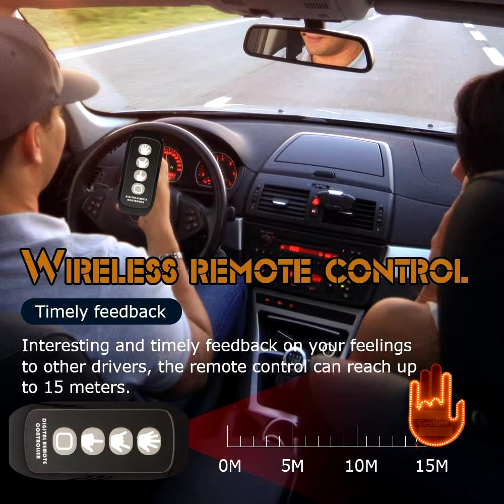 Unleash Your Inner Road Warrior with the Hilarious LED Hand Gesture Car Light – Flip the Bird in Style!