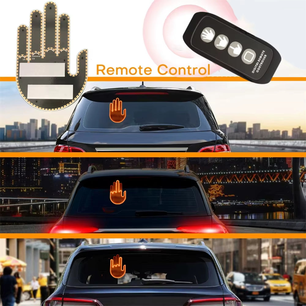 Unleash Your Inner Road Warrior with the Hilarious LED Hand Gesture Car Light – Flip the Bird in Style!