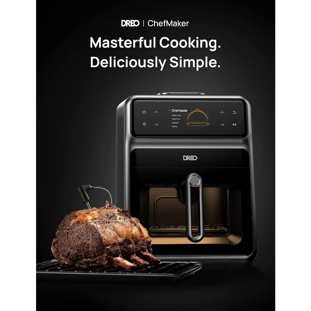 Smart Air Fryer Cooker with Cook Probe, Water Atomizer, 3 Professional Cooking Modes, 6 Qt,Stainless Steel