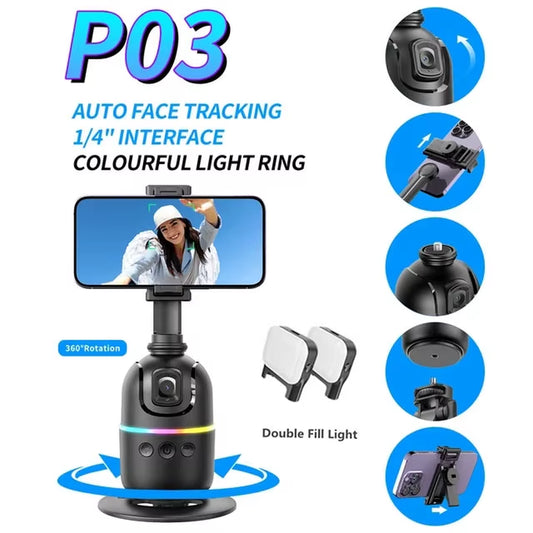 AI Smart Gimbal 360° Auto Face Tracking Gimbal All-In-One Rotation for Smartphone Video Vlog Stabilizer Phone Holder