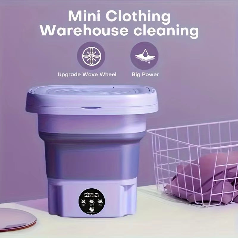 8L Portable Small Foldable Washing Machine with Spin Dryer for Socks Underwear Panties Washer Household Mini Washing Machine