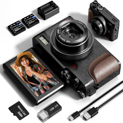 56MP Digital Camera with 4K Video and 180° Flip Screen - Perfect for Photography and Vlogging