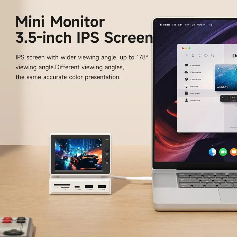 Hagibis 3.5-Inch IPS Mini Screen: The Ultimate Data Monitor Display with USB-C Hub for Your Laptop, PC, or Macbook