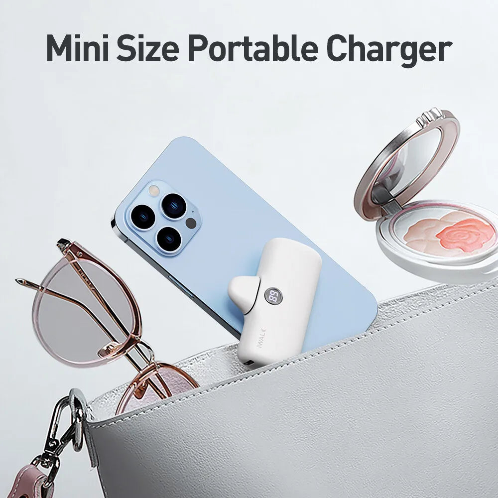 Power Bank 4800mAh - Ultra Mini Portable Fast Charger for iPhone with Digital Display and Two-Way Quick Charge