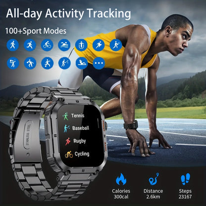 LIGE Men's Outdoor Sports Smartwatch - 1.96" High-Resolution Display, Bluetooth Calling, Waterproof Fitness Tracker with Blood Oxygen Monitoring