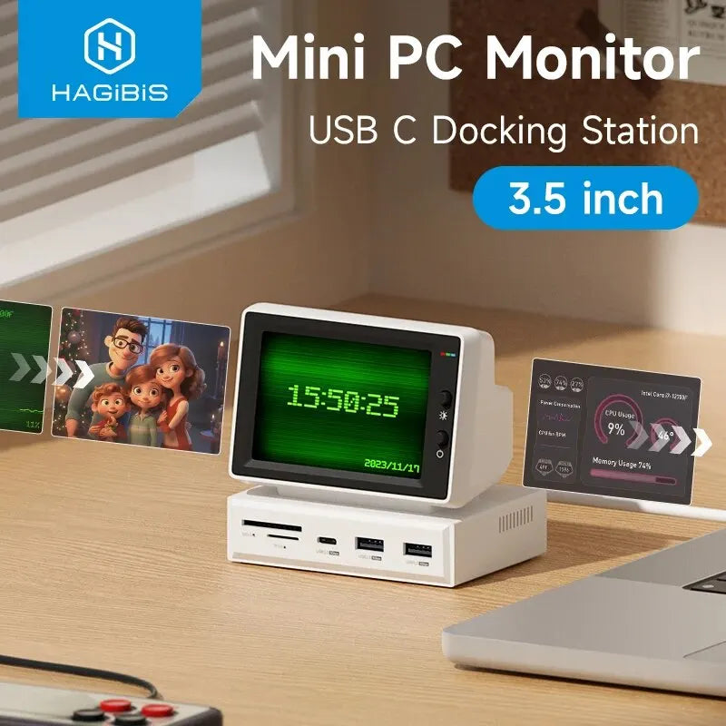 Hagibis 3.5-Inch IPS Mini Screen: The Ultimate Data Monitor Display with USB-C Hub for Your Laptop, PC, or Macbook