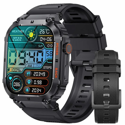 LIGE Men's Outdoor Sports Smartwatch - 1.96" High-Resolution Display, Bluetooth Calling, Waterproof Fitness Tracker with Blood Oxygen Monitoring