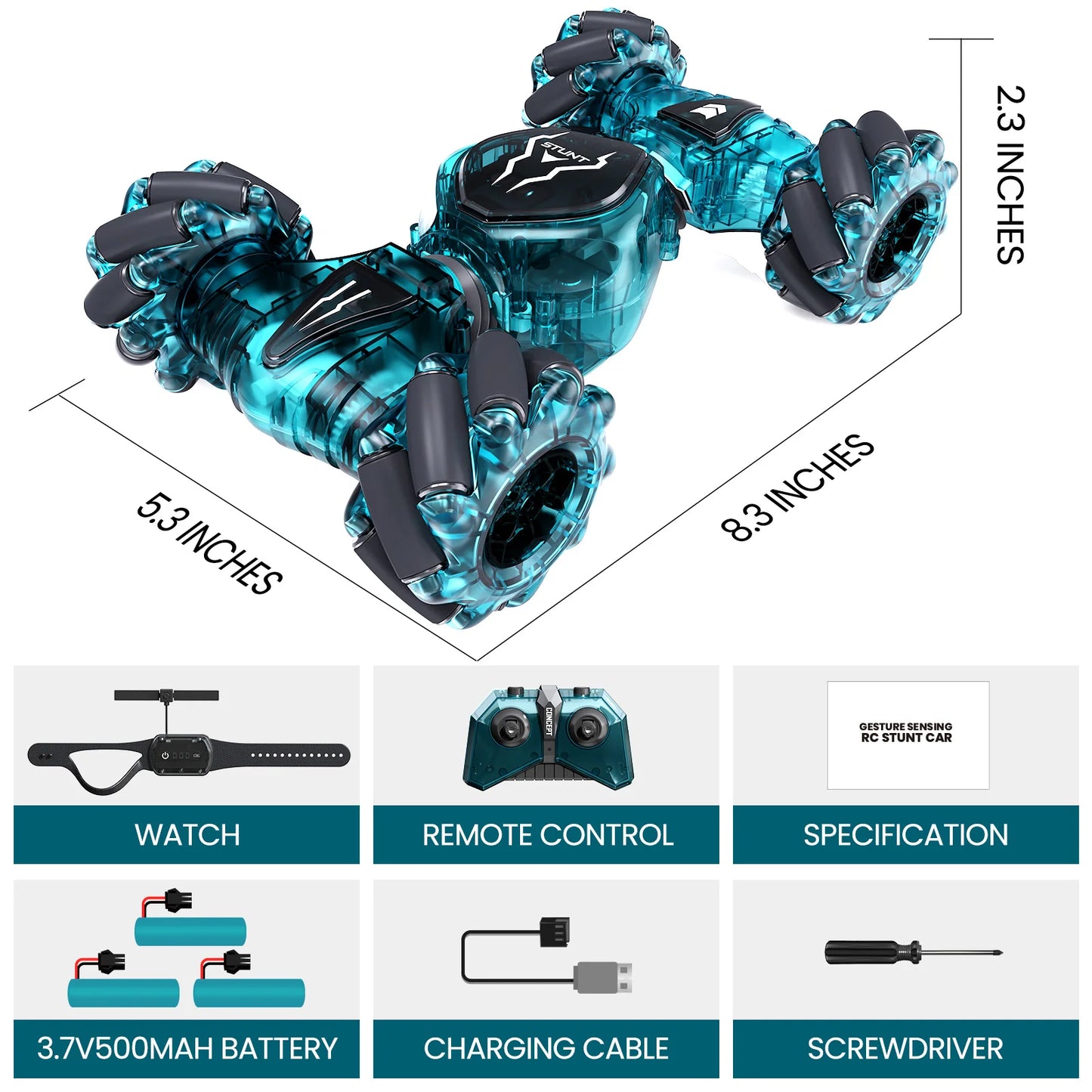 Experience Thrilling Adventures with the Remote Control Cars - 2.4Ghz 4WD Gesture Sensing RC Stunt Car, 360° Rotating Dual-Sided Fun with Dazzling Lights!