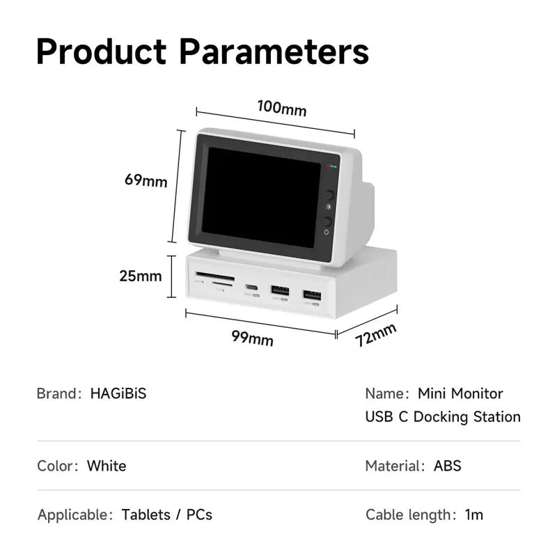 Hagibis 3.5-Inch IPS Mini Screen: The Ultimate Data Monitor Display with USB-C Hub for Your Laptop, PC, or Macbook