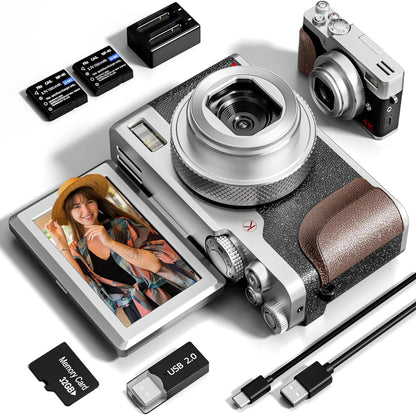 56MP Digital Camera with 4K Video and 180° Flip Screen - Perfect for Photography and Vlogging