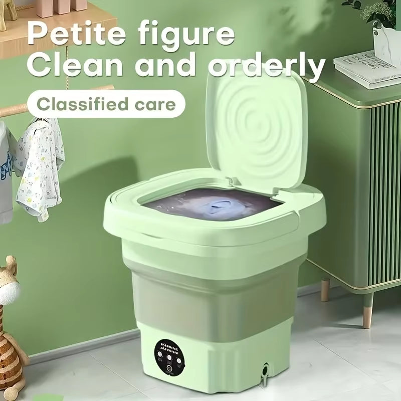 8L Portable Small Foldable Washing Machine with Spin Dryer for Socks Underwear Panties Washer Household Mini Washing Machine